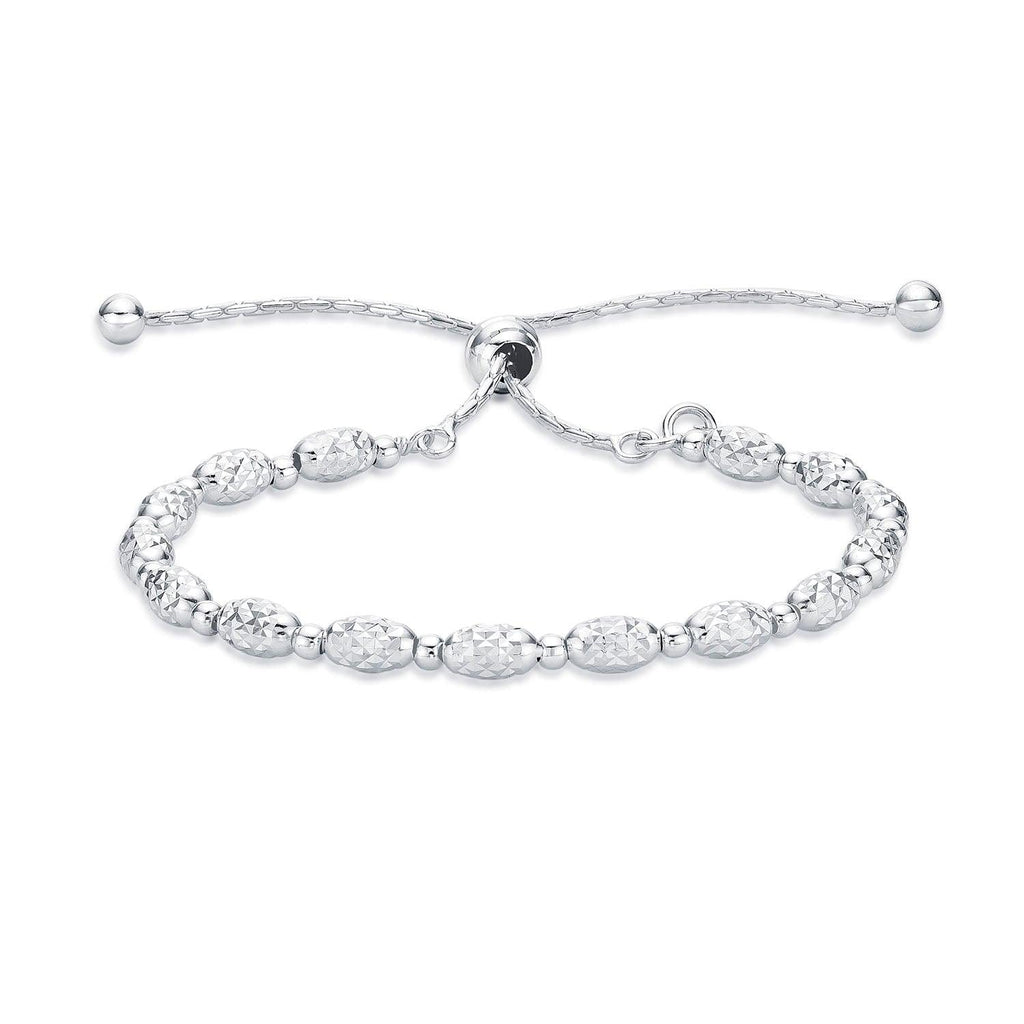 925 Sterling Silver Bracelet with Diamond Cut Beads For Women - namana.london