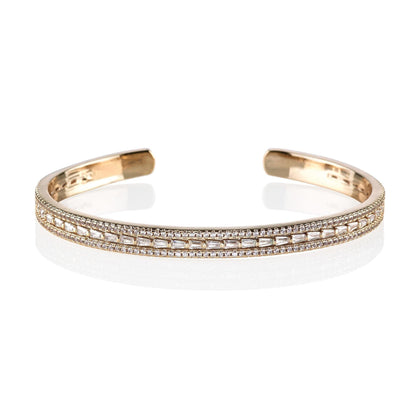Rose Gold Paragon Cuff Bangle with Cubic Zirconia - namana.london