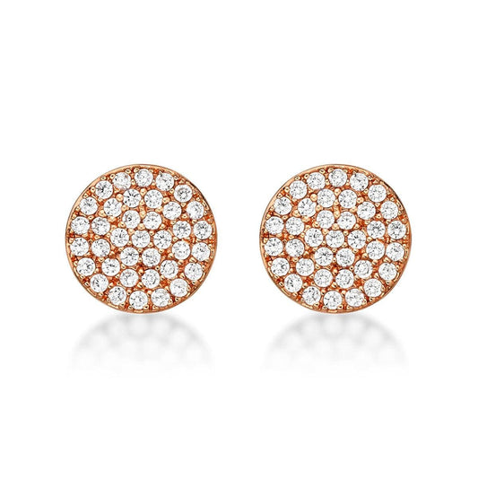 Rose Gold Round Disc Stud Earrings for Women - namana.london