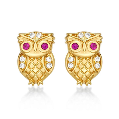 Gold Plated Owl Stud Earrings for Women - namana.london