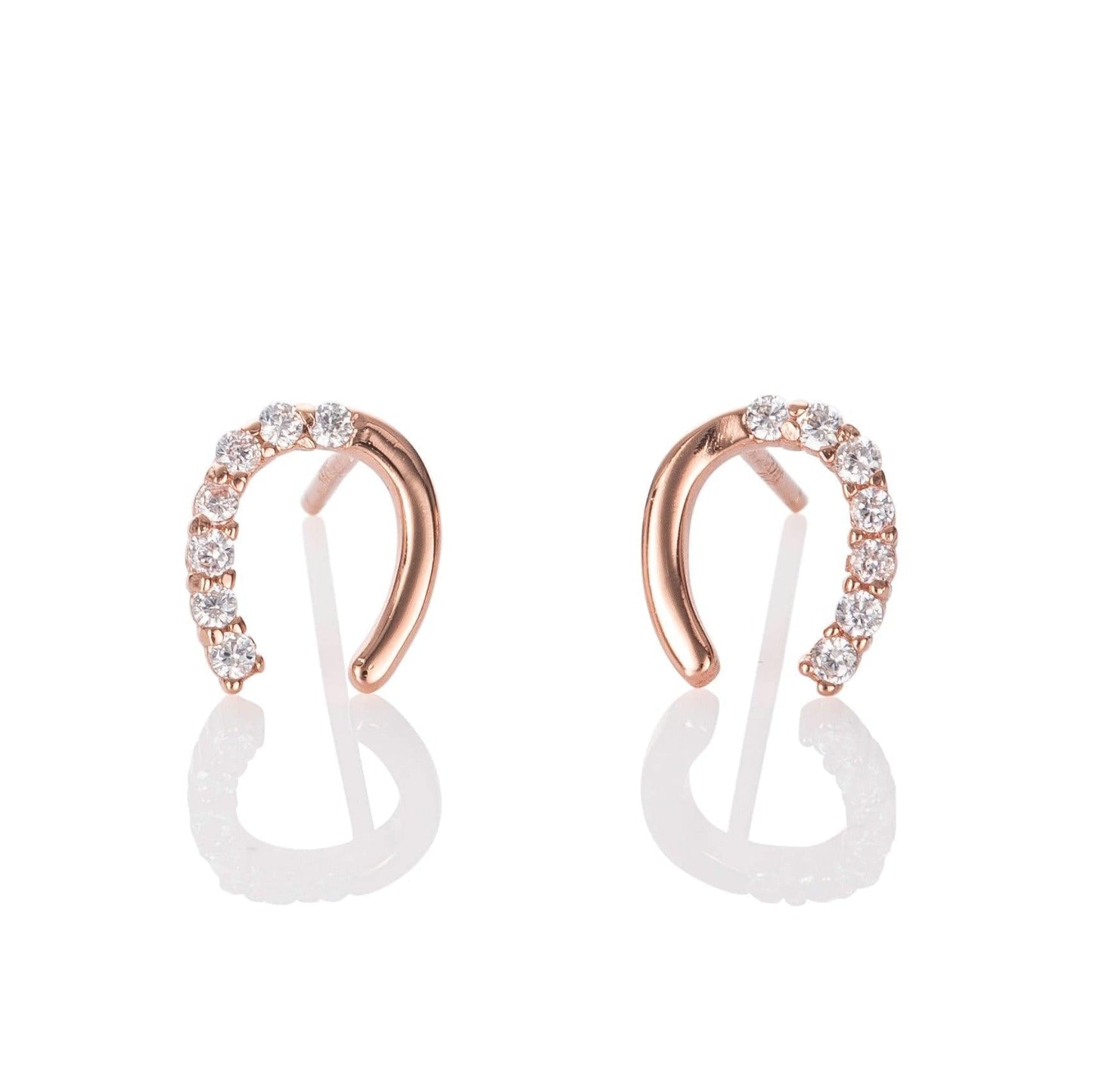 Rose Gold Lucky Horseshoe Stud Earrings for Women - namana.london