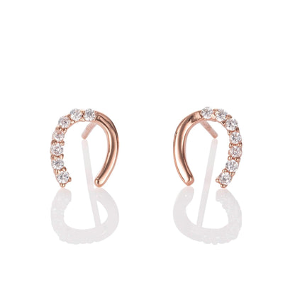 Rose Gold Lucky Horseshoe Stud Earrings for Women - namana.london