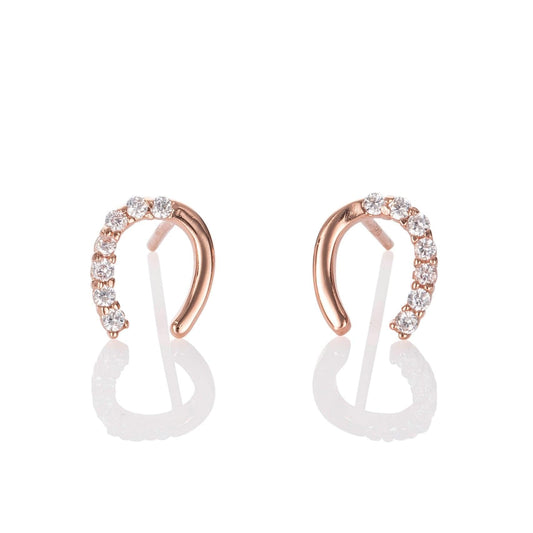 Rose Gold Lucky Horseshoe Stud Earrings for Women - namana.london