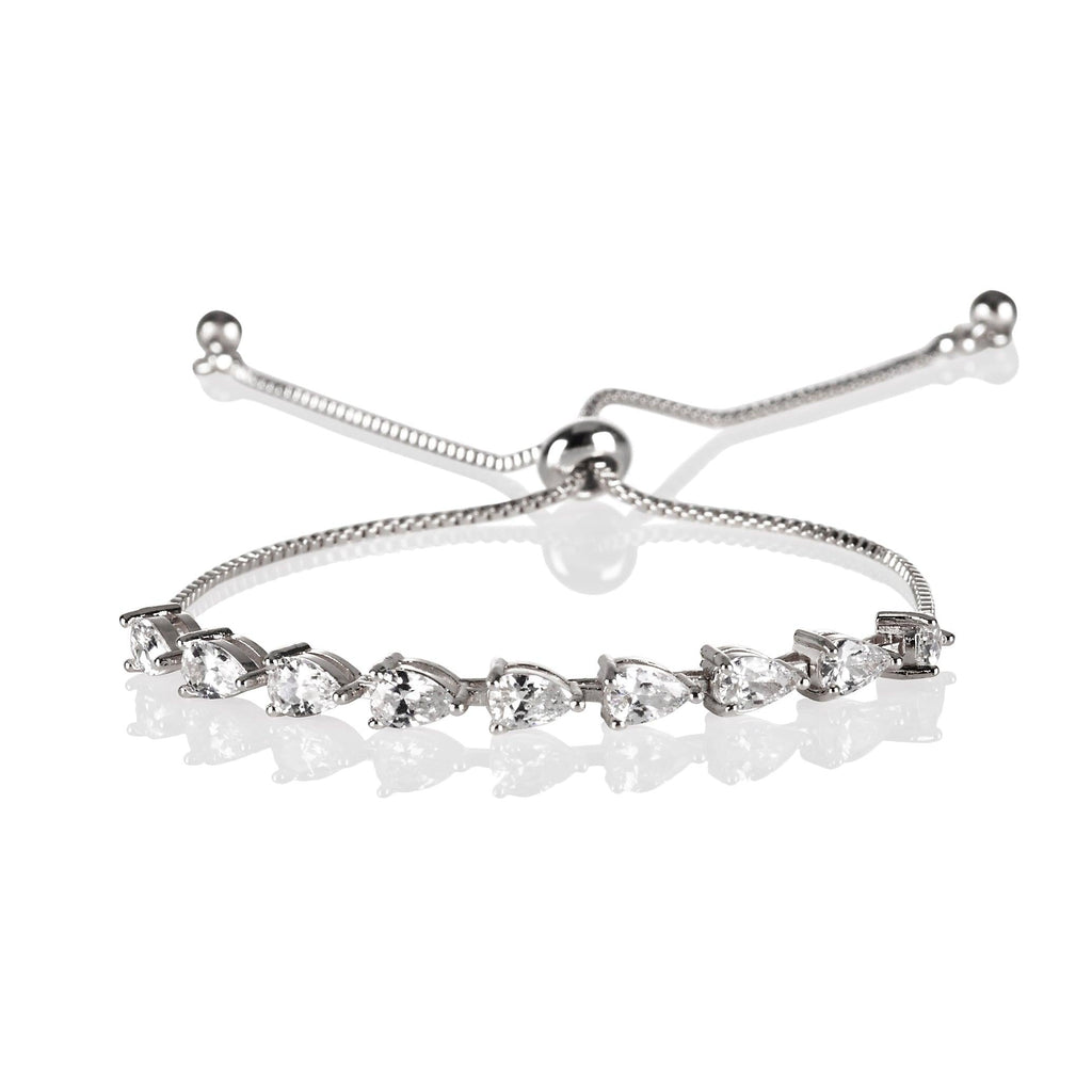 Adjustable Pear Shaped Cubic Zirconia Stone Bracelet for Women - namana.london