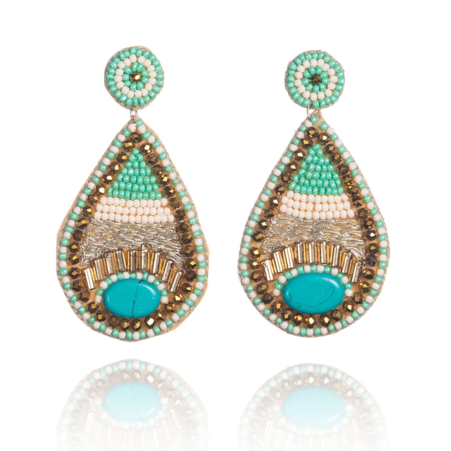 Long Green Teardrop Statement Earrings for Women - namana.london