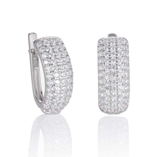 Sterling Silver Pave Hoop Earrings for Women - namana.london