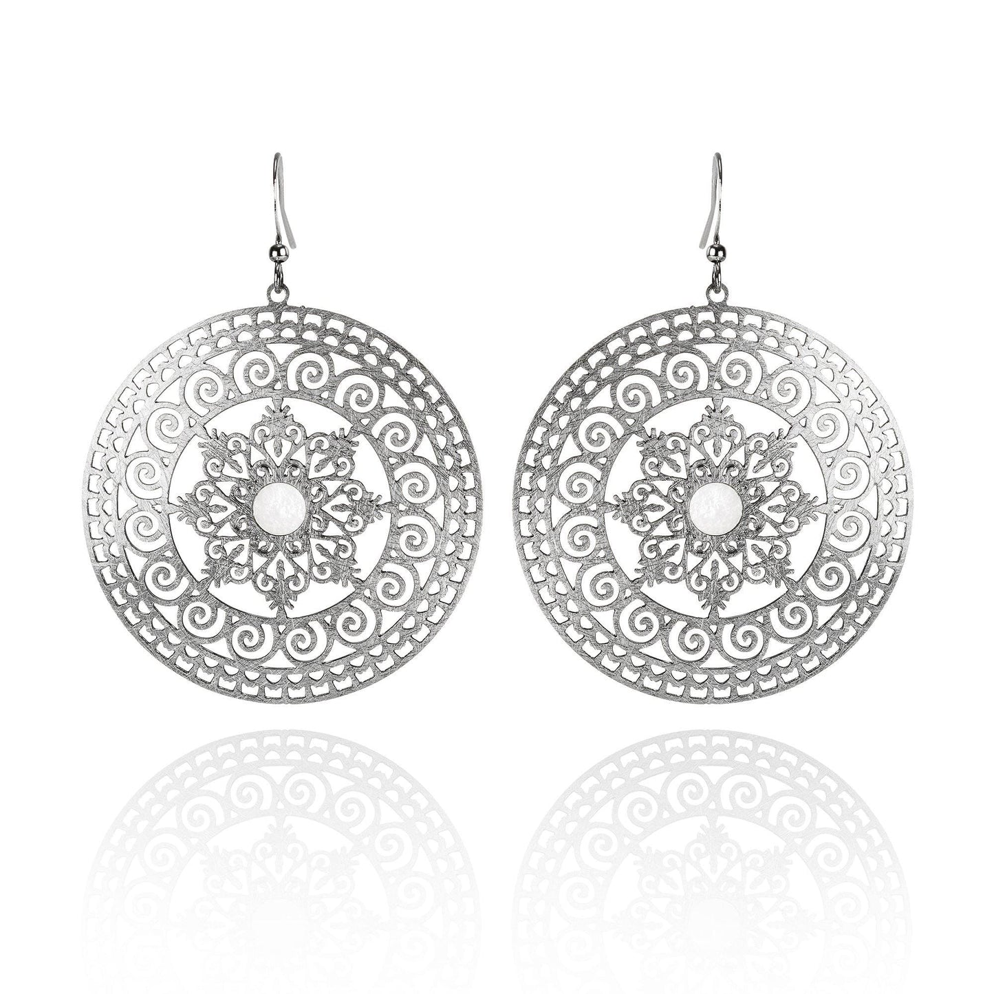 Large Mandala Earrings with Mother of Pear - namana.london