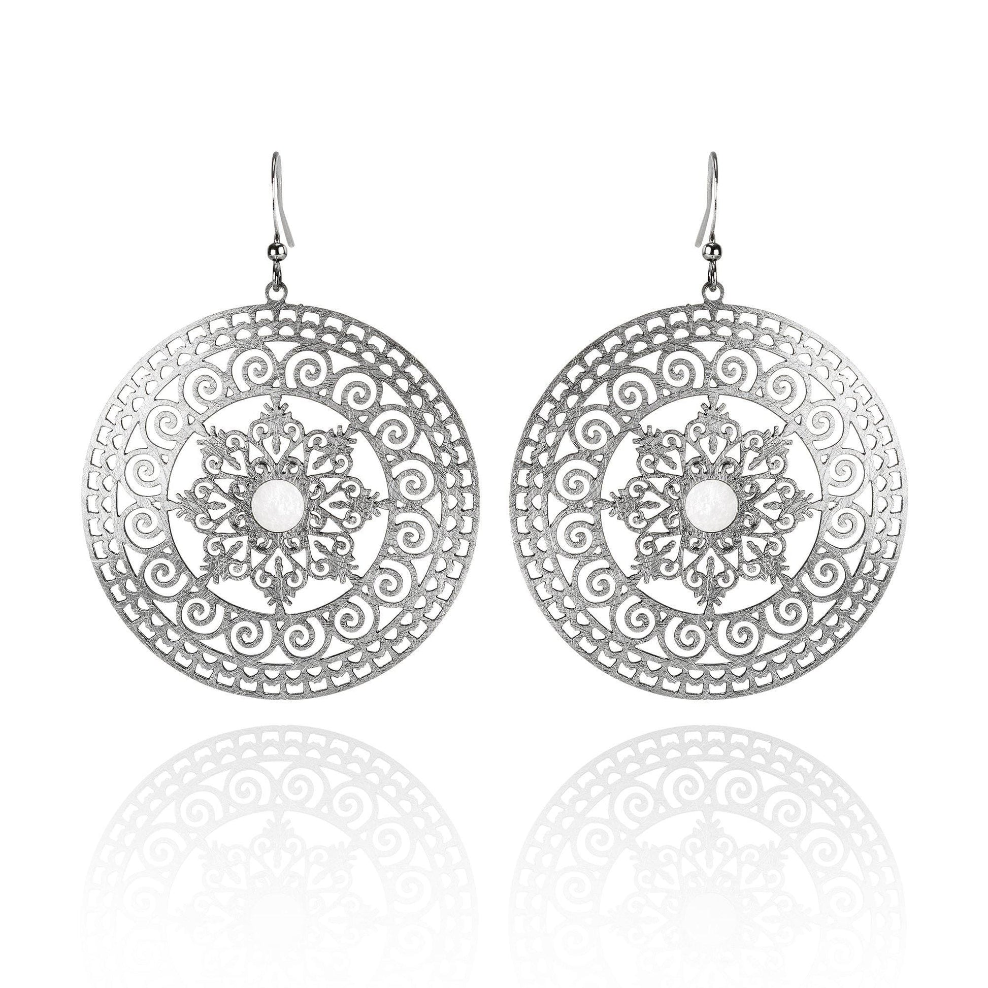 Large Mandala Earrings with Mother of Pear - namana.london