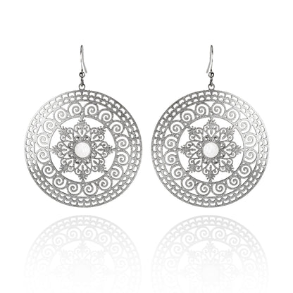Large Mandala Earrings with Mother of Pear - namana.london
