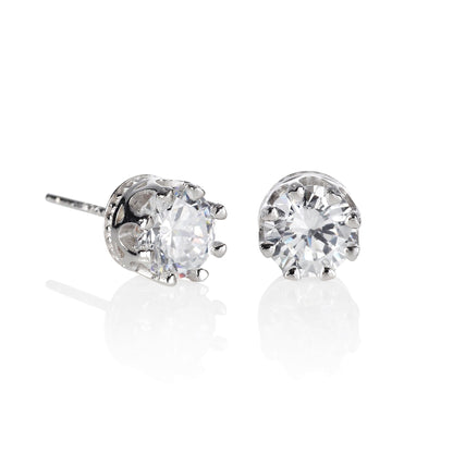 925 Sterling Silver Crown Solitaire Stud Earrings for Women - namana.london
