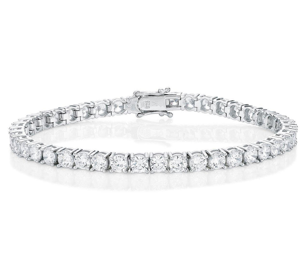 925 Sterling Silver Tennis Bracelet For Men with 4mm Sparkling Cubic Zirconia - namana.london