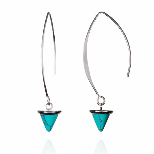 Long Dangle Earrings for Women with Turquoise Stones - namana.london