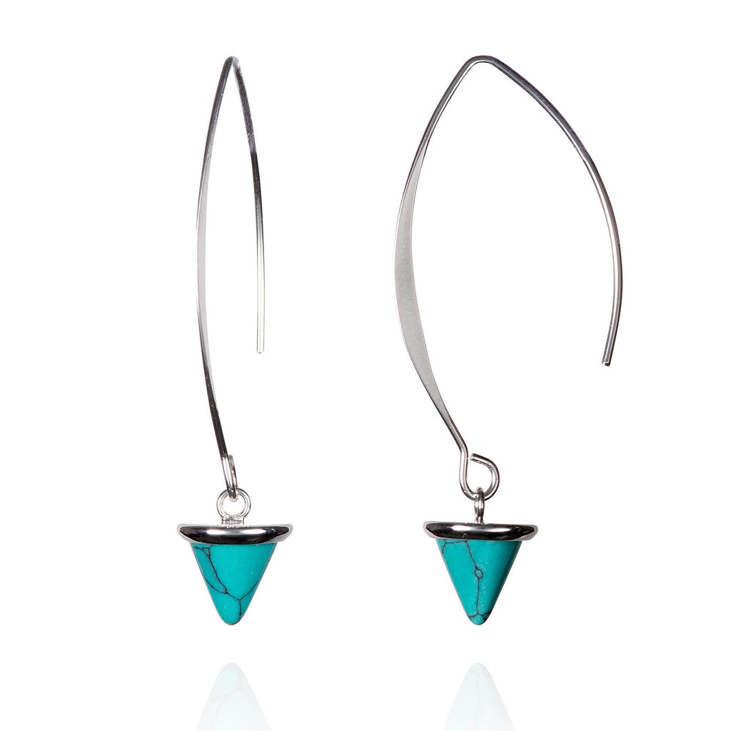 Long Dangle Earrings for Women with Turquoise Stones