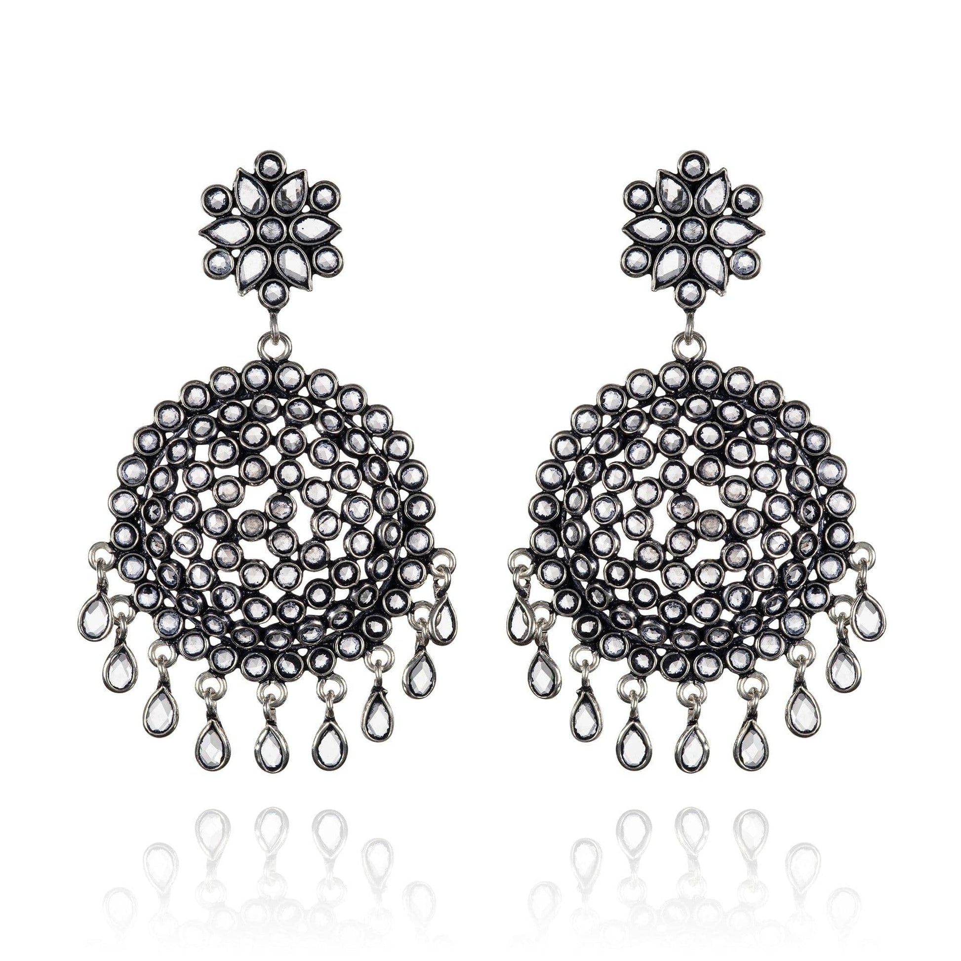 Sterling Silver Oxidized chandelier Earrings For Women - namana.london