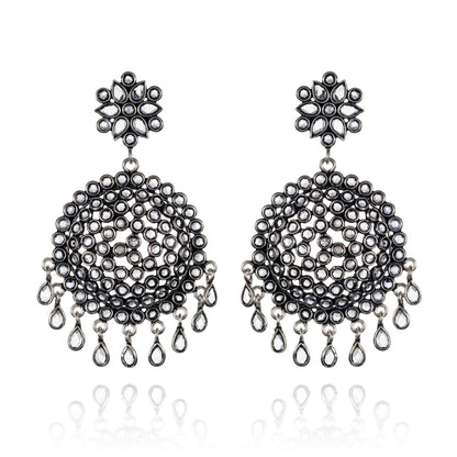 Sterling Silver Oxidized chandelier Earrings For Women - namana.london