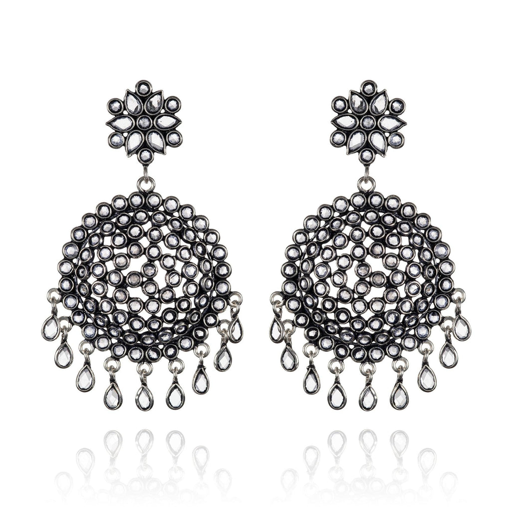Sterling Silver Oxidized chandelier Earrings For Women