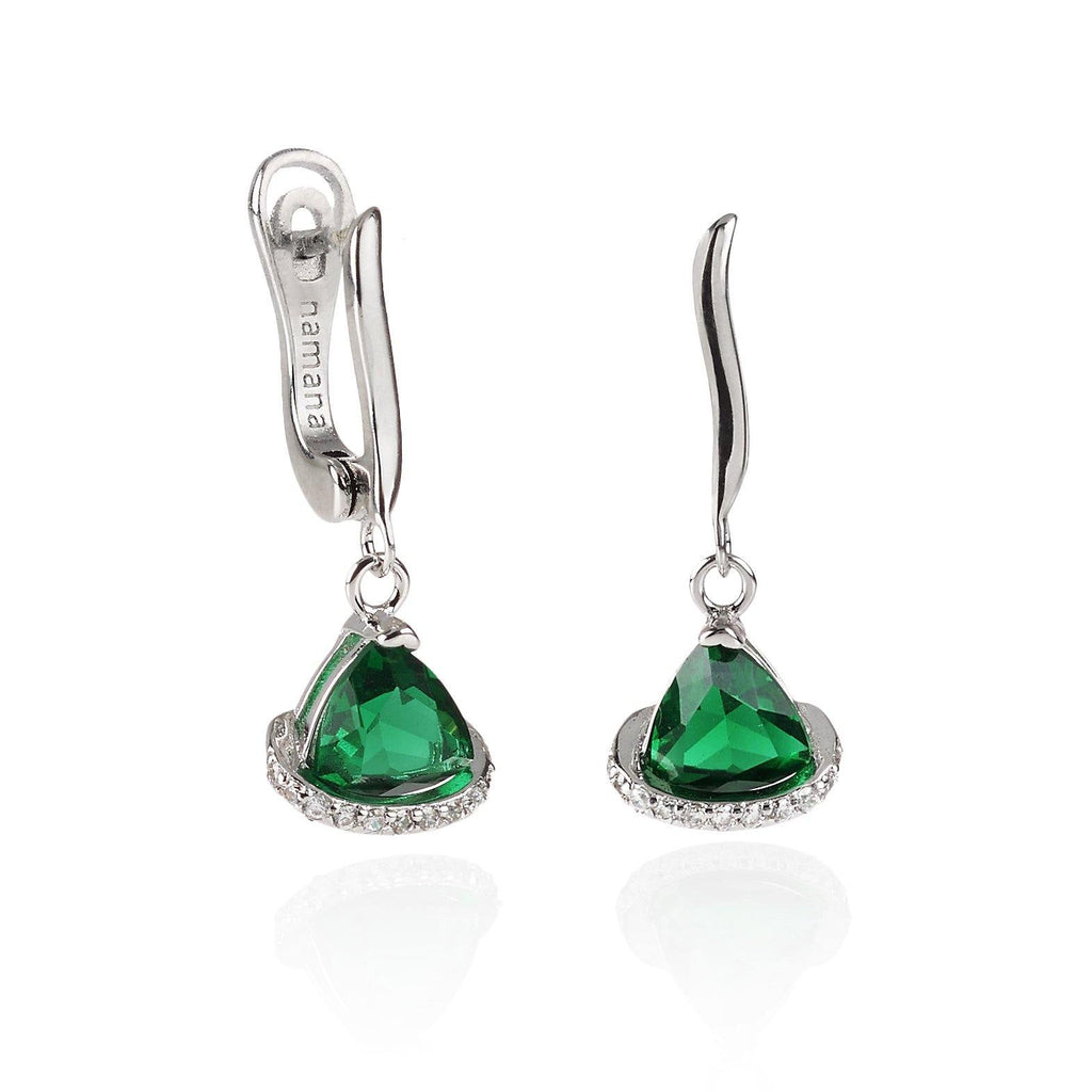 Triangle Green Drop Earrings for Women