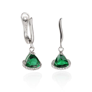 Triangle Green Drop Earrings for Women - namana.london