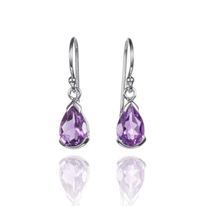 925 Sterling Silver Drop Earrings with Amethyst Gemstones - namana.london