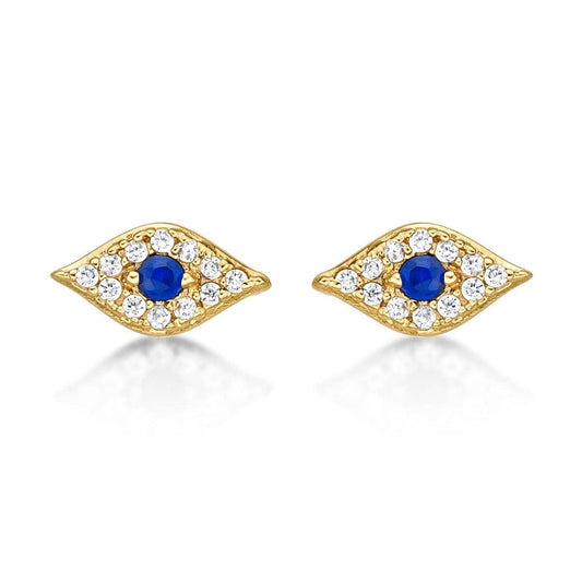 Gold Plated Evil Eye Stud Earrings for Women - namana.london