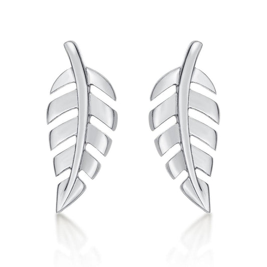 925 Sterling Silver Small Feather Stud Earrings for Women - namana.london