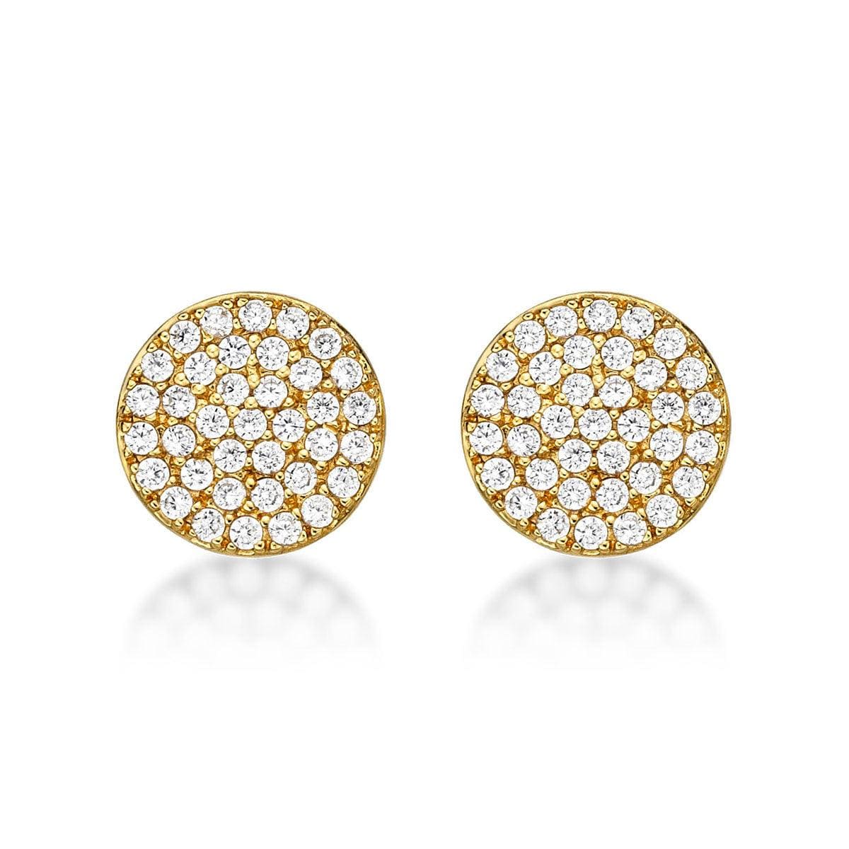 Gold Plated Round Disc Stud Earrings for Women - namana.london