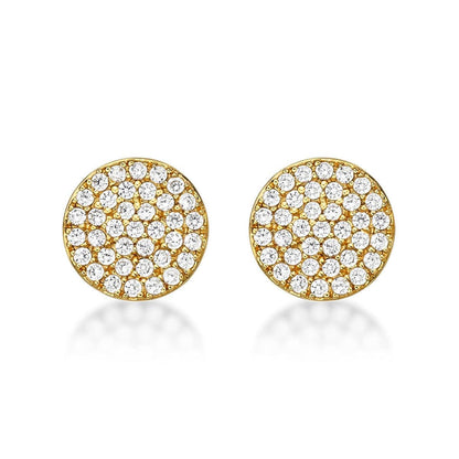 Gold Plated Round Disc Stud Earrings for Women - namana.london