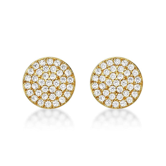 Gold Plated Round Disc Stud Earrings for Women - namana.london
