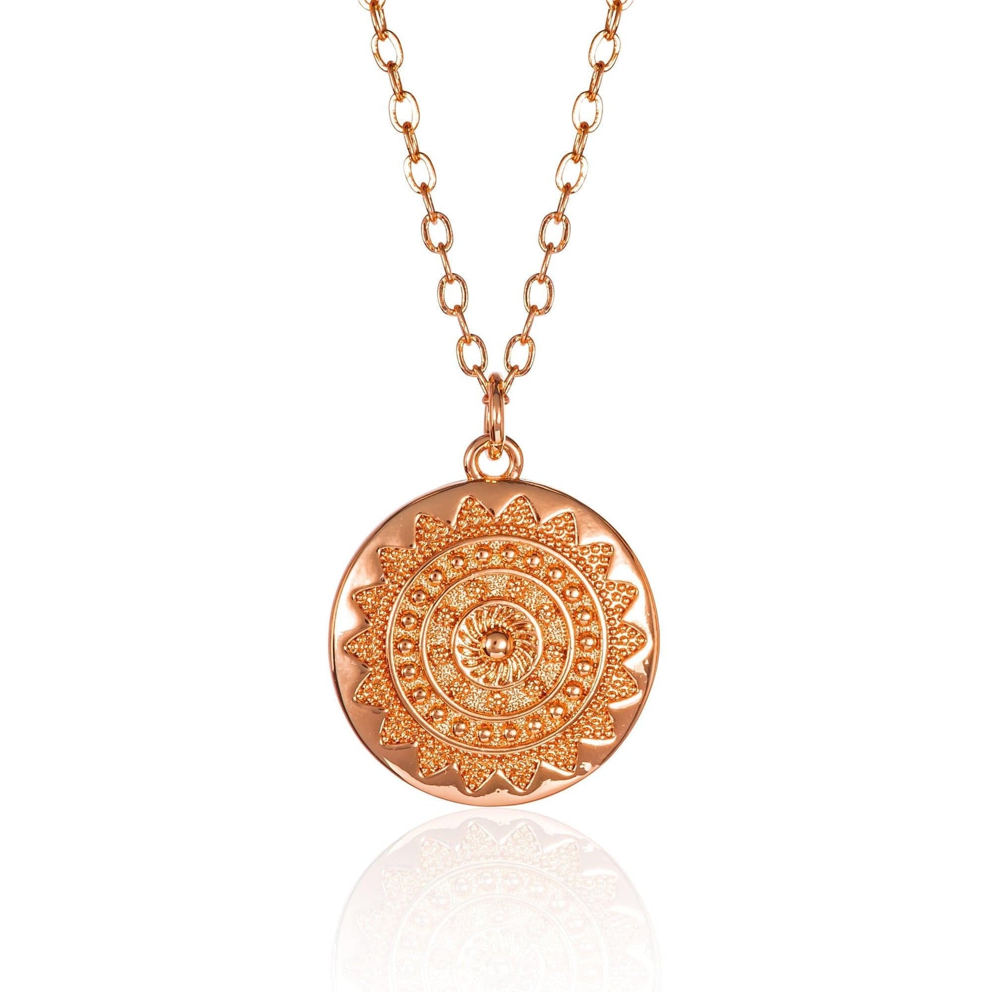 Dainty Rose Gold Mandala Pendant Necklace for Women - namana.london