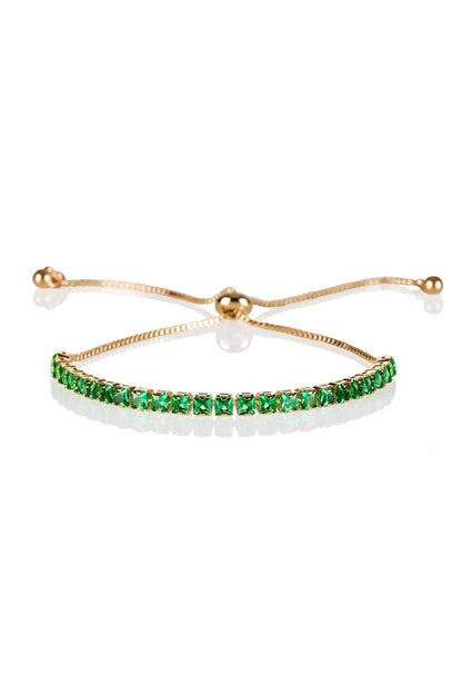 Adjustable Gold Bracelet for Women with Green Stones - namana.london