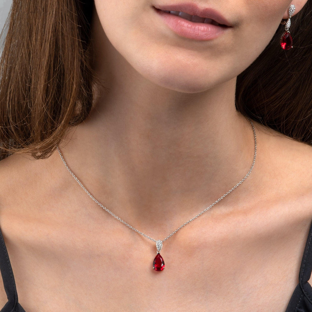 Silver necklace with hot sale ruby pendant