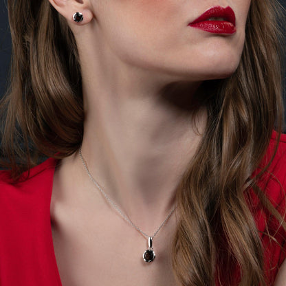 925 Sterling Silver Round Smoky Quartz Pendant Necklace - namana.london