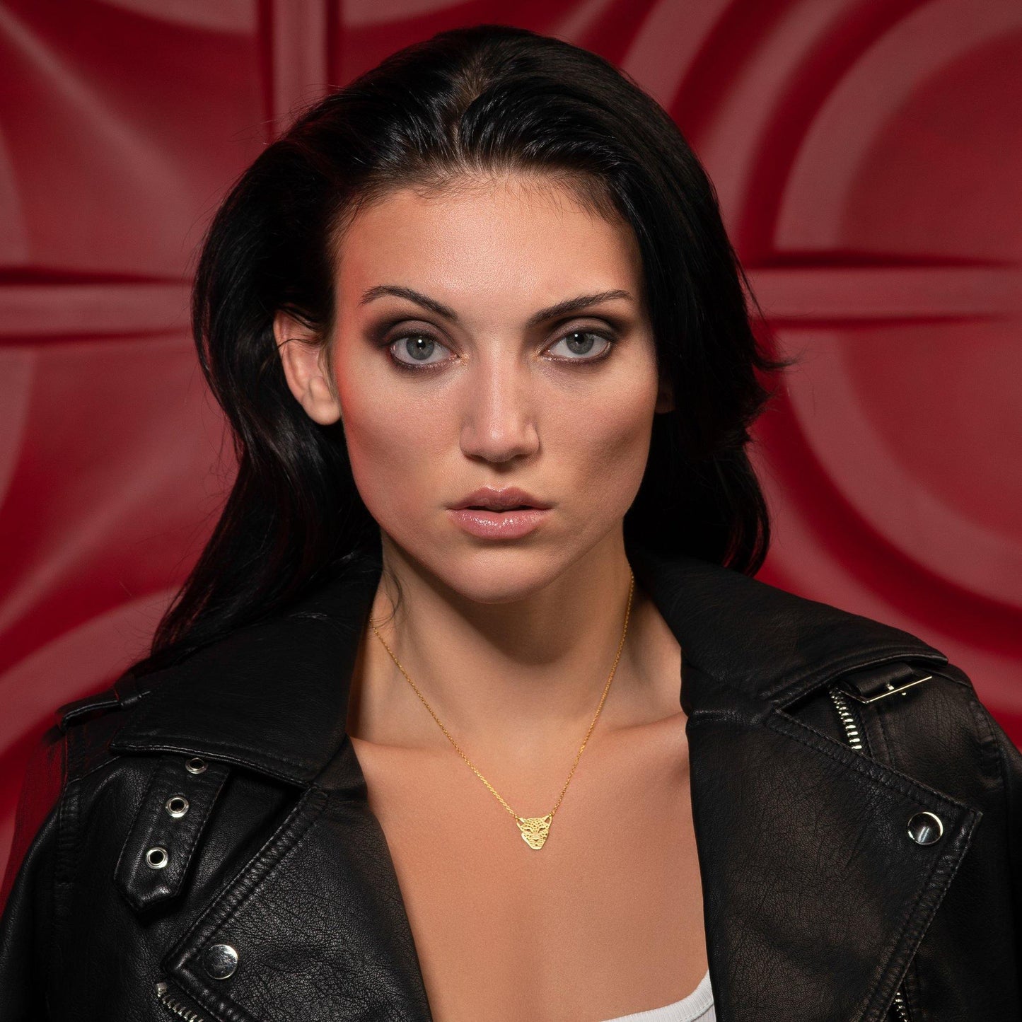 Gold Panther Pendant Necklace with Brushed Finish - namana.london
