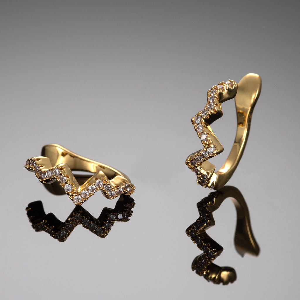 Pair of Gold Zig Zag Ear Cuff Earrings