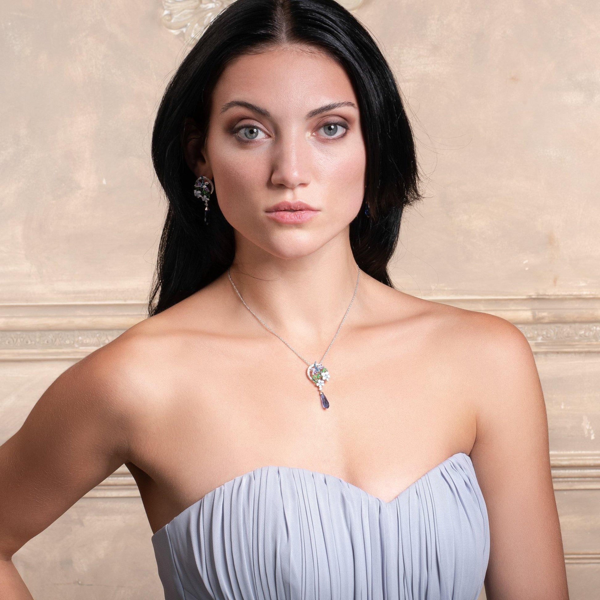 Sterling Silver Blue Dragonfly Necklace for Women - namana.london