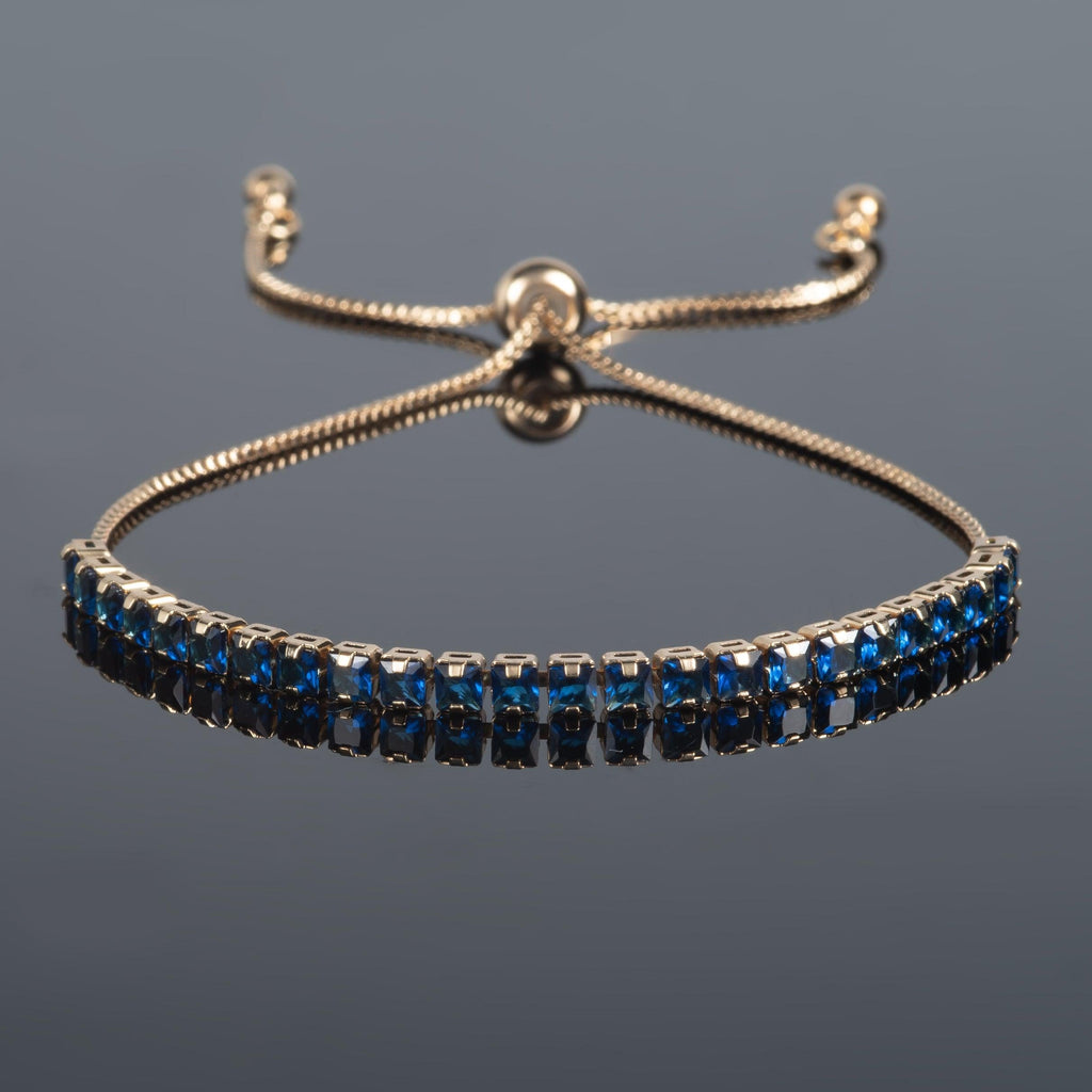 Adjustable Gold Bracelet for Women with Blue Stones