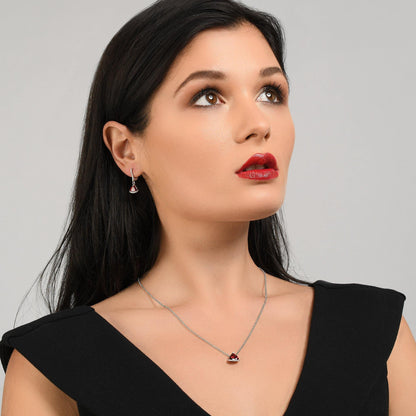 Triangle Red Pendant Necklace for Women - namana.london