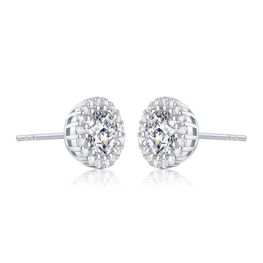 925 Sterling Silver Round Halo Stud Earrings for Women - namana.london