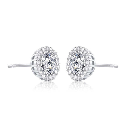 925 Sterling Silver Round Halo Stud Earrings for Women - namana.london