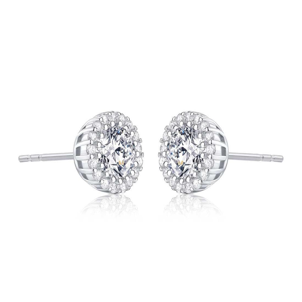 925 Sterling Silver Round Halo Stud Earrings for Women - namana.london