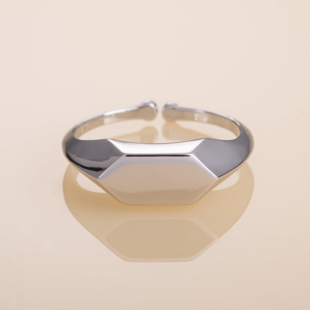 Adjustable Geometric Signet Ring for Women - namana.london