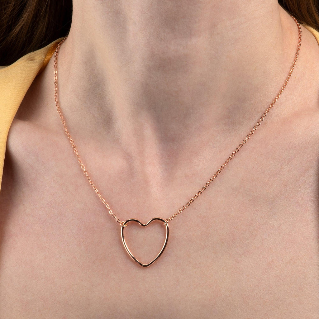 Dainty Rose Gold Heart Pendant Necklace for Women