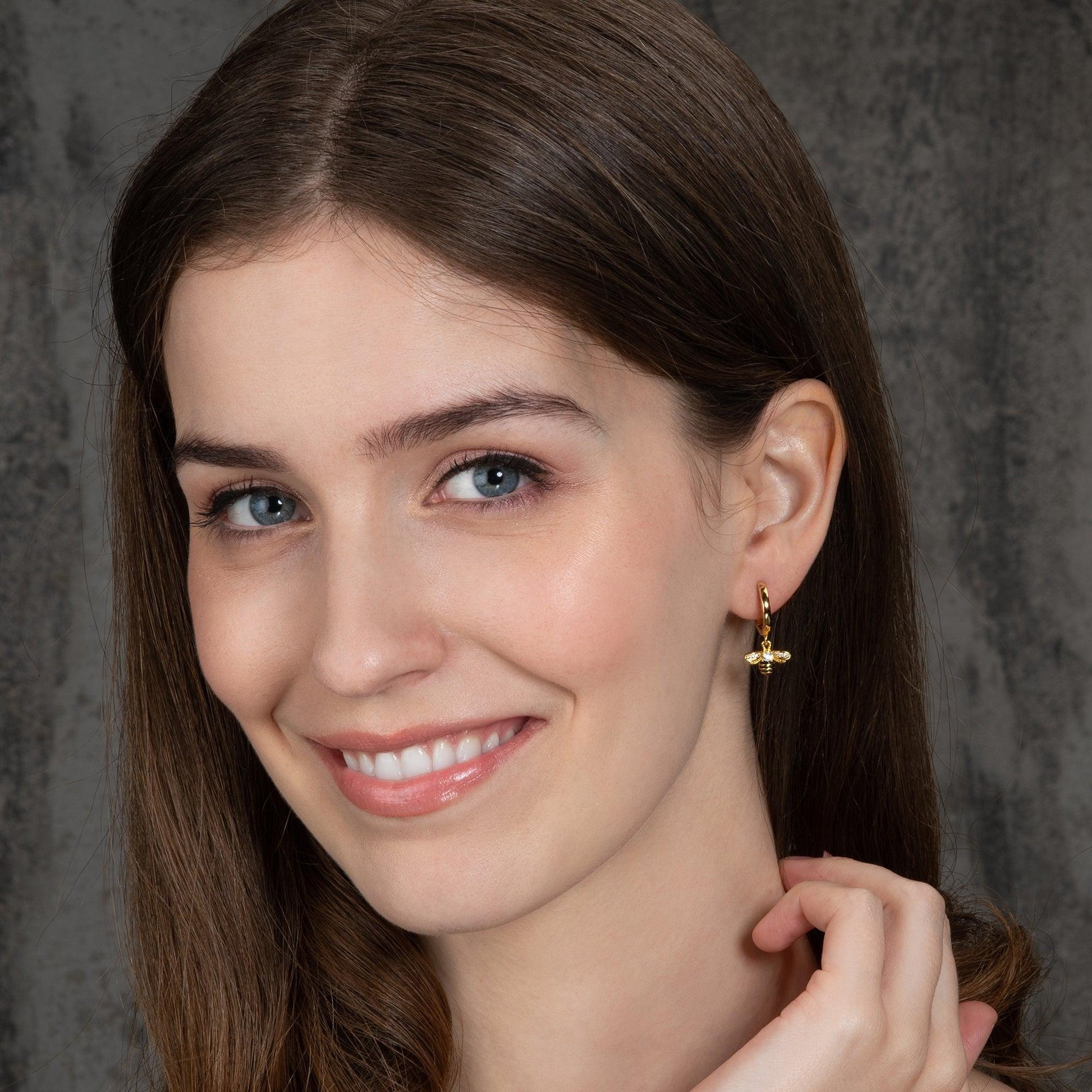 Gold Bumble Bee Hoop Earrings for Women - namana.london