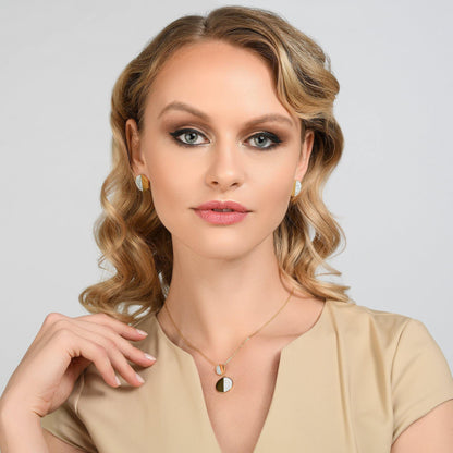 Gold Disc Stud Earrings with Swarovski Crystals - namana.london