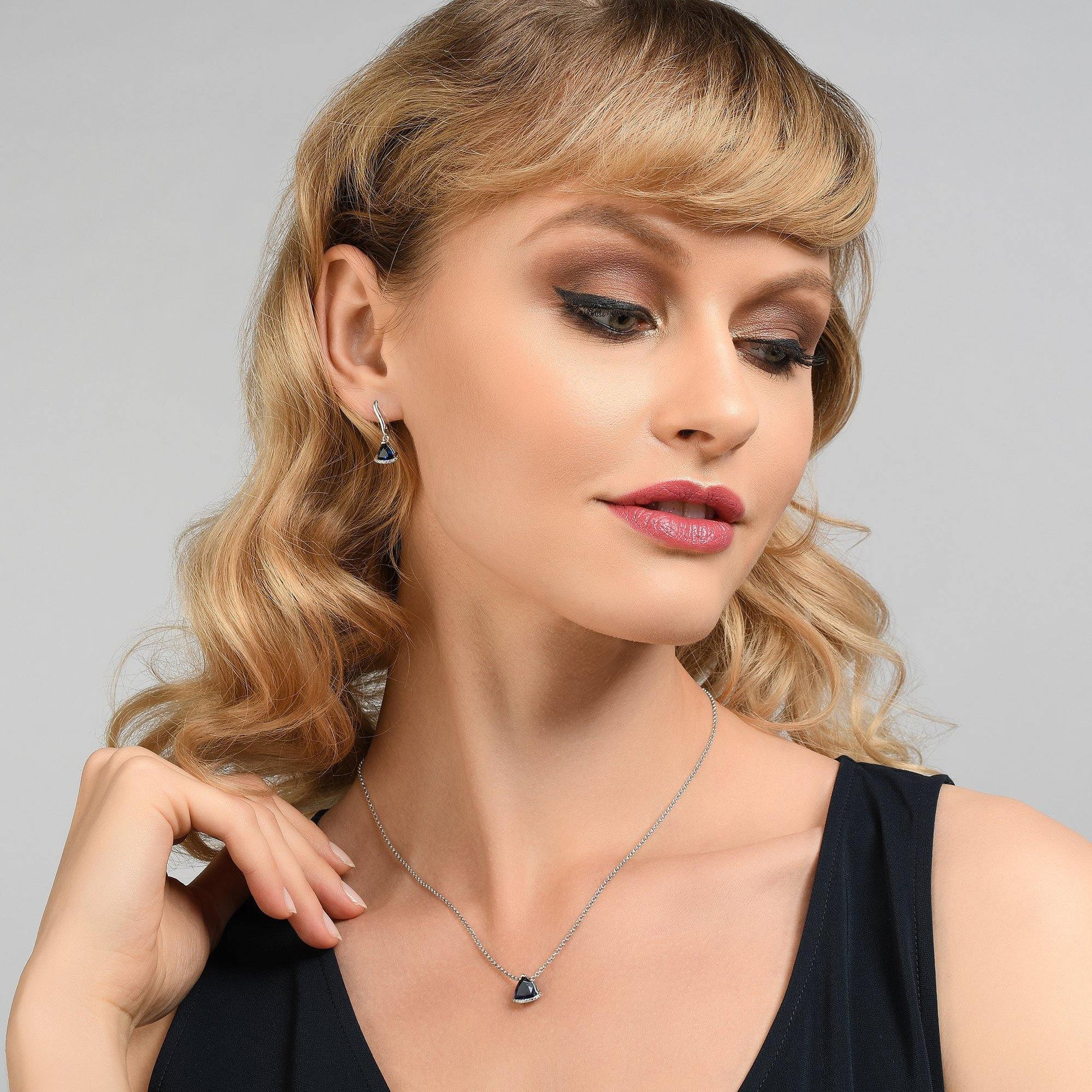 Triangle Blue Pendant Necklace for Women - namana.london