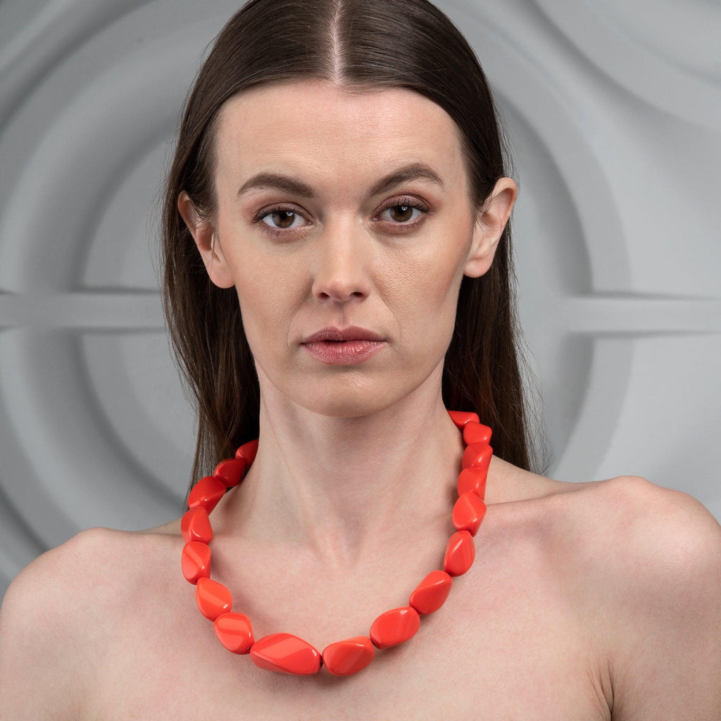 Buy SHOSHAA Gold Orange Ethnic Artificial Stones And Beads Statement  Necklace Online