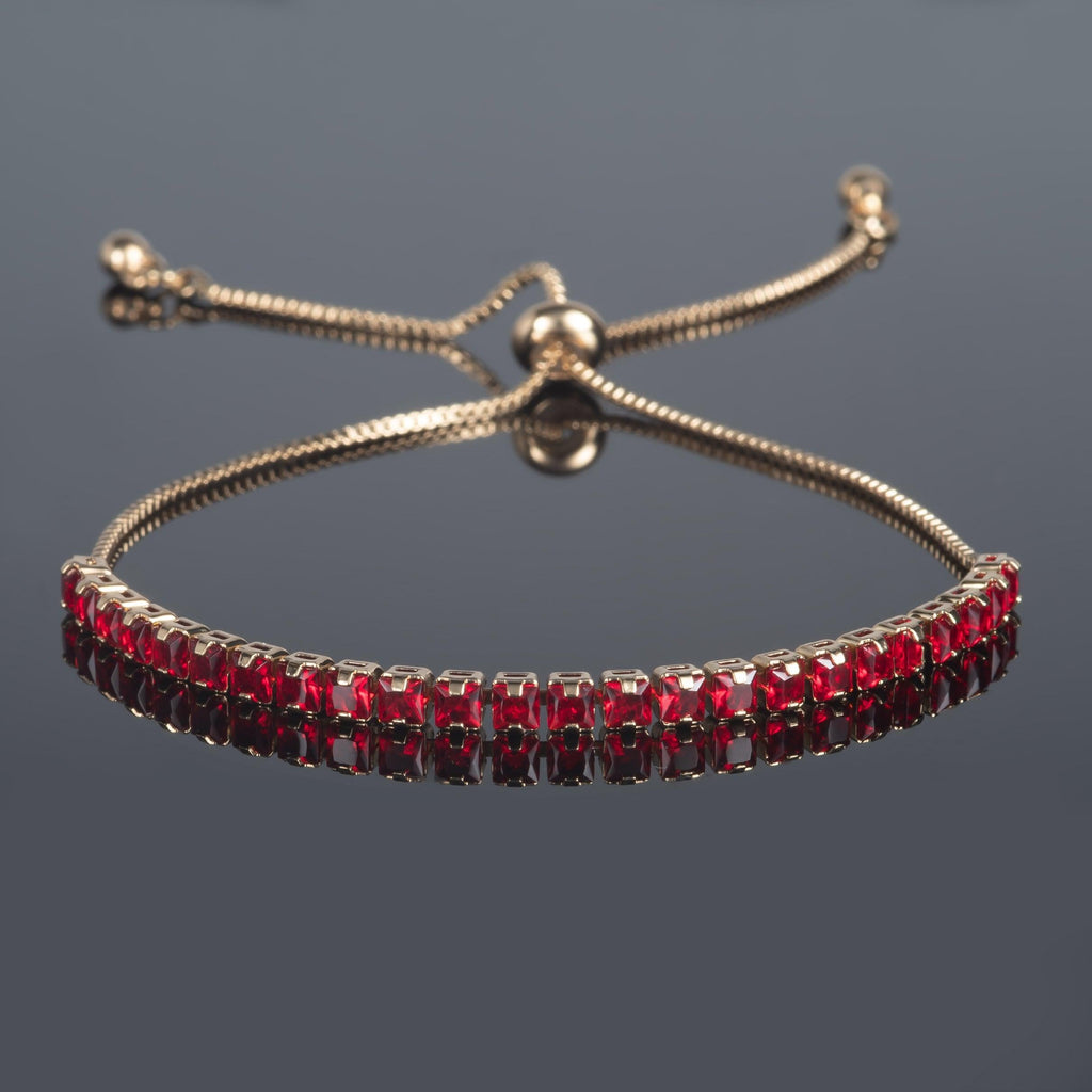 Adjustable Gold Bracelet for Women with Red Stones - namana.london