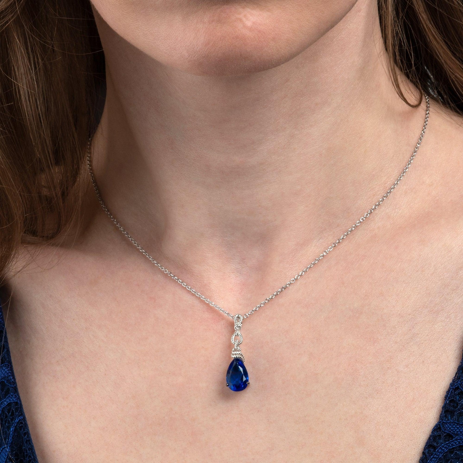 925 Sterling Silver Royal Blue Teardrop Pendant Necklace for Women - namana.london