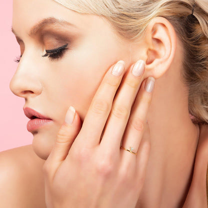 Dainty Gold Triangle Ring for Women with Cubic Zirconia. - namana.london