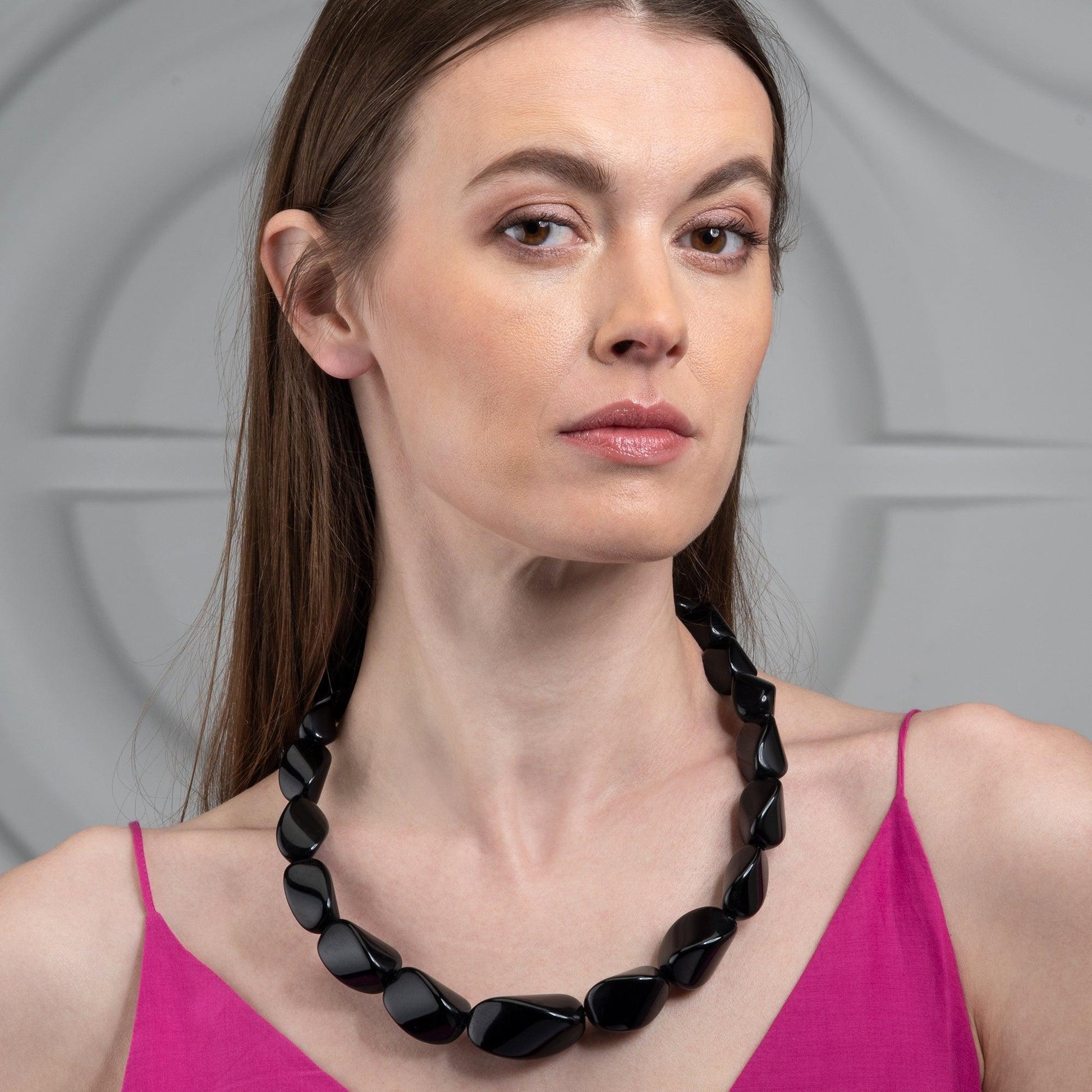 Twisted Black Chunky Statement Necklace for Women –